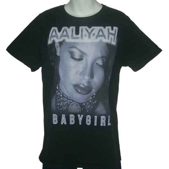 Aaliyah Tops - Vintage Aaliyah Tee Shirt Black Purple Dress 90s y2k Streetwear ALT egirl Grunge